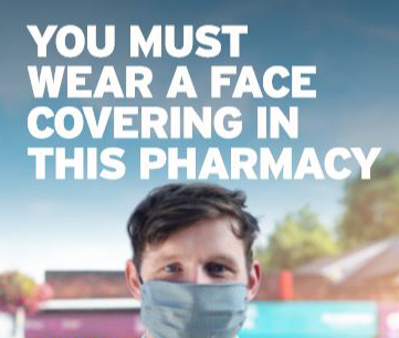 Pharmacy Face Coverings Posters.