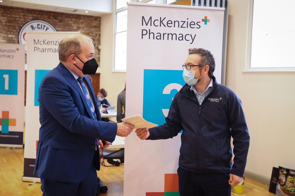 Chief Medical Officer Professor Sir Michael McBride is vaccinated at a walk-in Covid-19 clinic